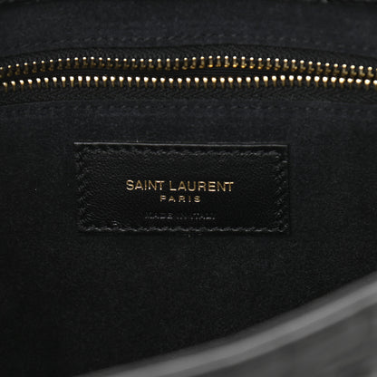 Saint Laurent Calfskin Crocodile Embossed Le 5 A 7 Hobo Black 6 of 10