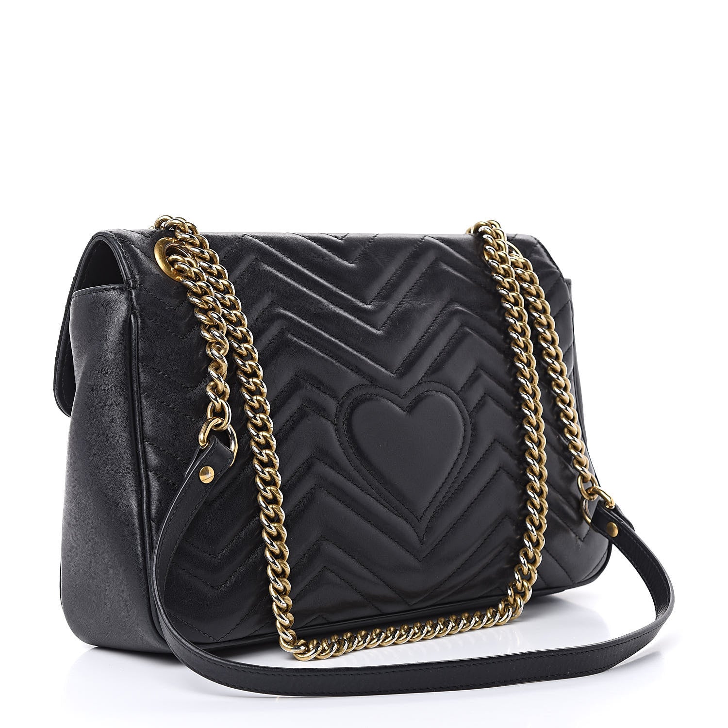 Gucci Calfskin Matelasse Medium GG Marmont Shoulder Bag Black 3 of 20