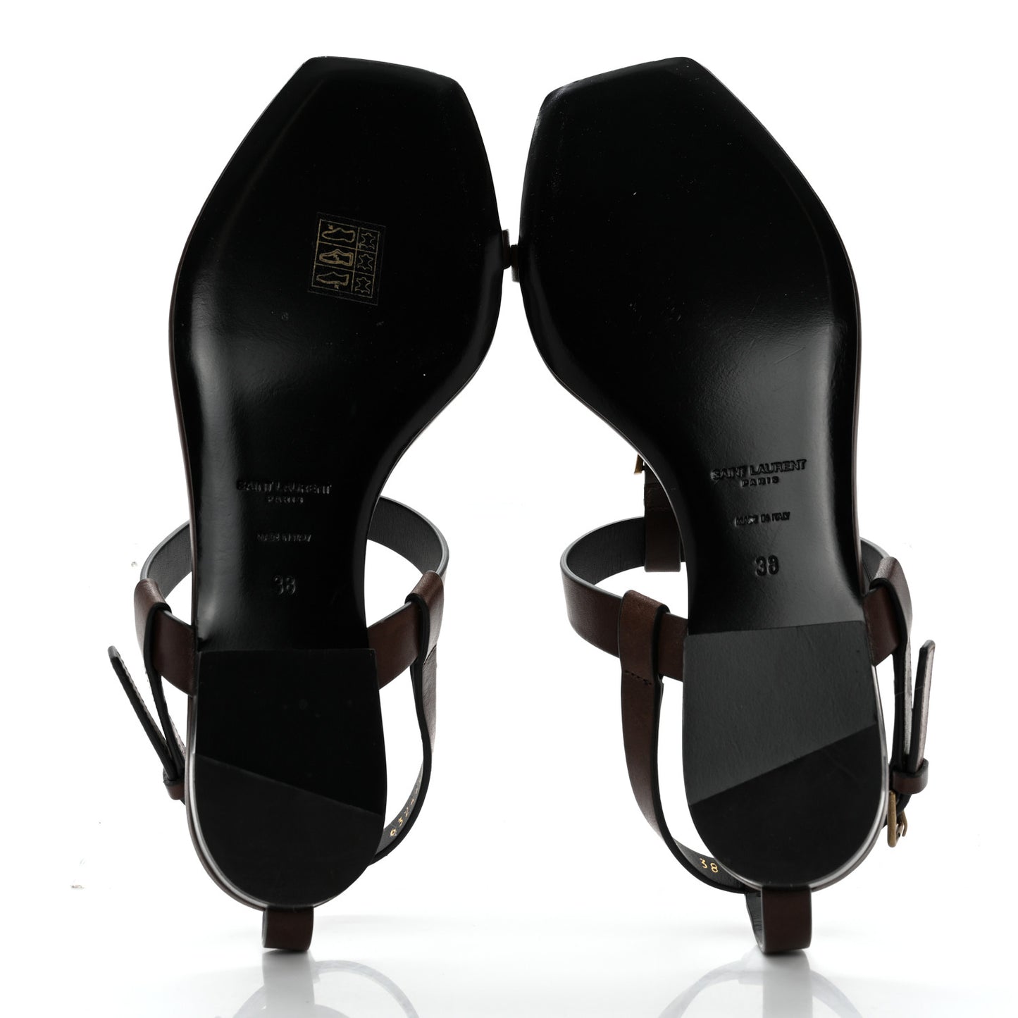 Calfskin Cassandra Monogram Sandals 38 Brown