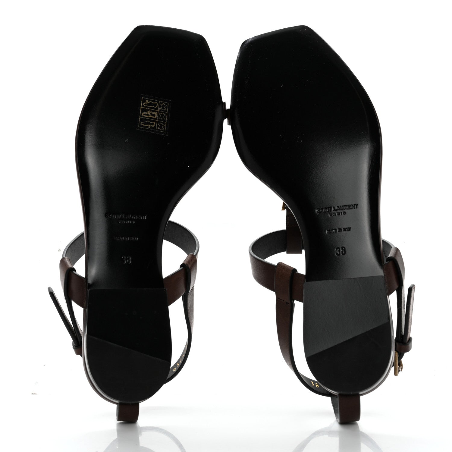 Saint Laurent Calfskin Cassandra Monogram Sandals 38 Brown 5 of 8