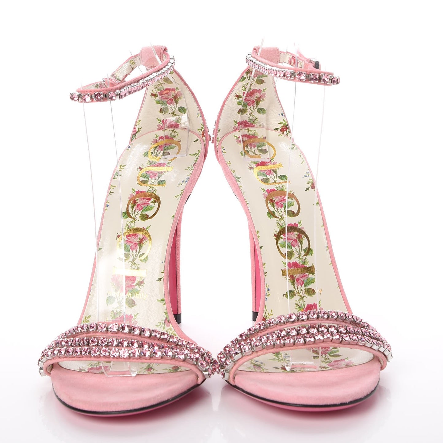 Kid Scamosciato Crystal Ankle Strap High Heel Sandals 37.5 Light Rose Light Peonia