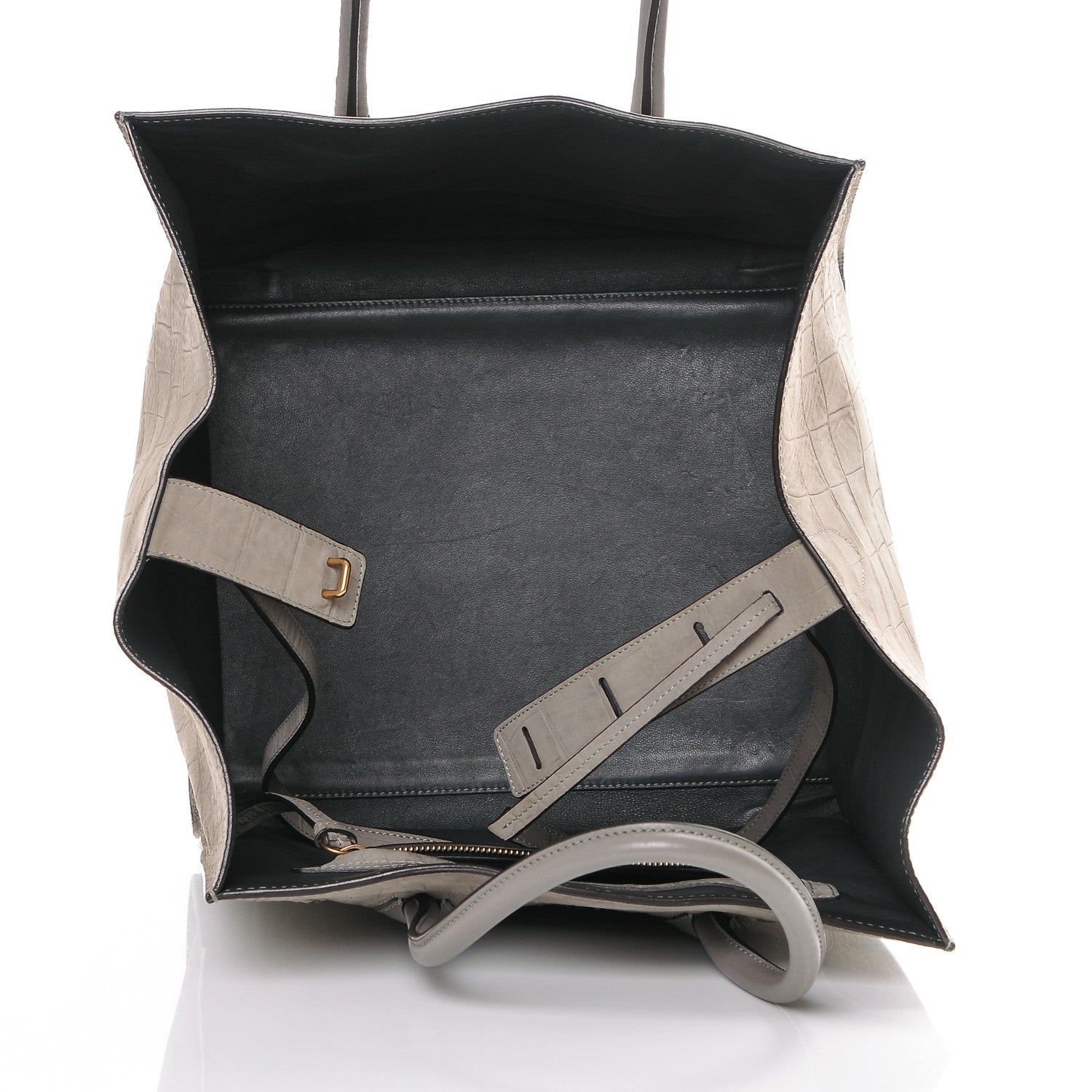 Celine Crocodile Embossed Nubuck Medium Phantom Luggage Grey 5 of 6