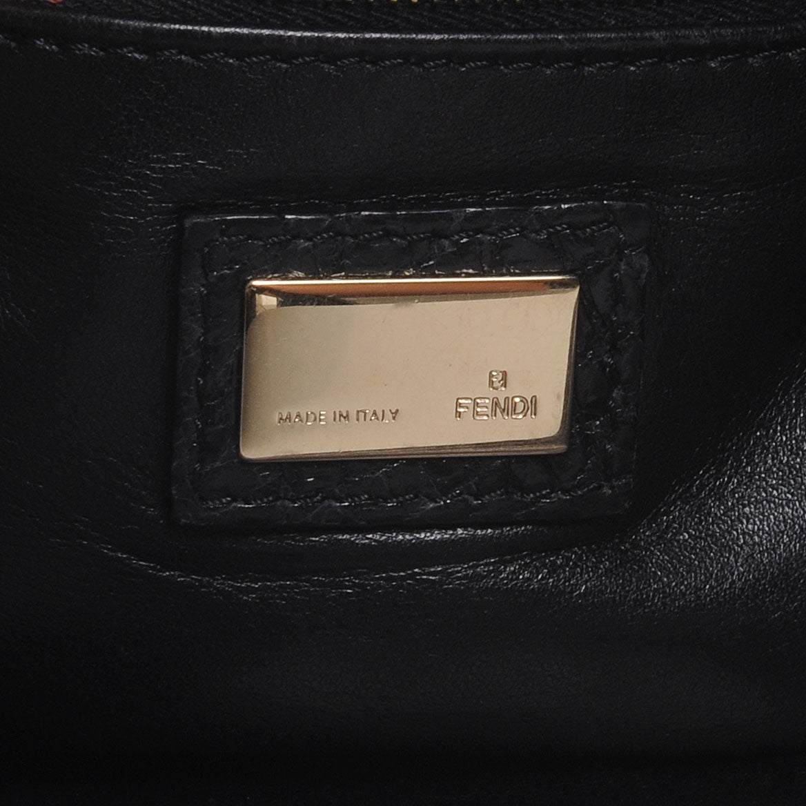 Calfskin Crocodile Embossed Maxi Baguette Black