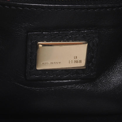 Fendi Calfskin Crocodile Embossed Maxi Baguette Black 6 of 9