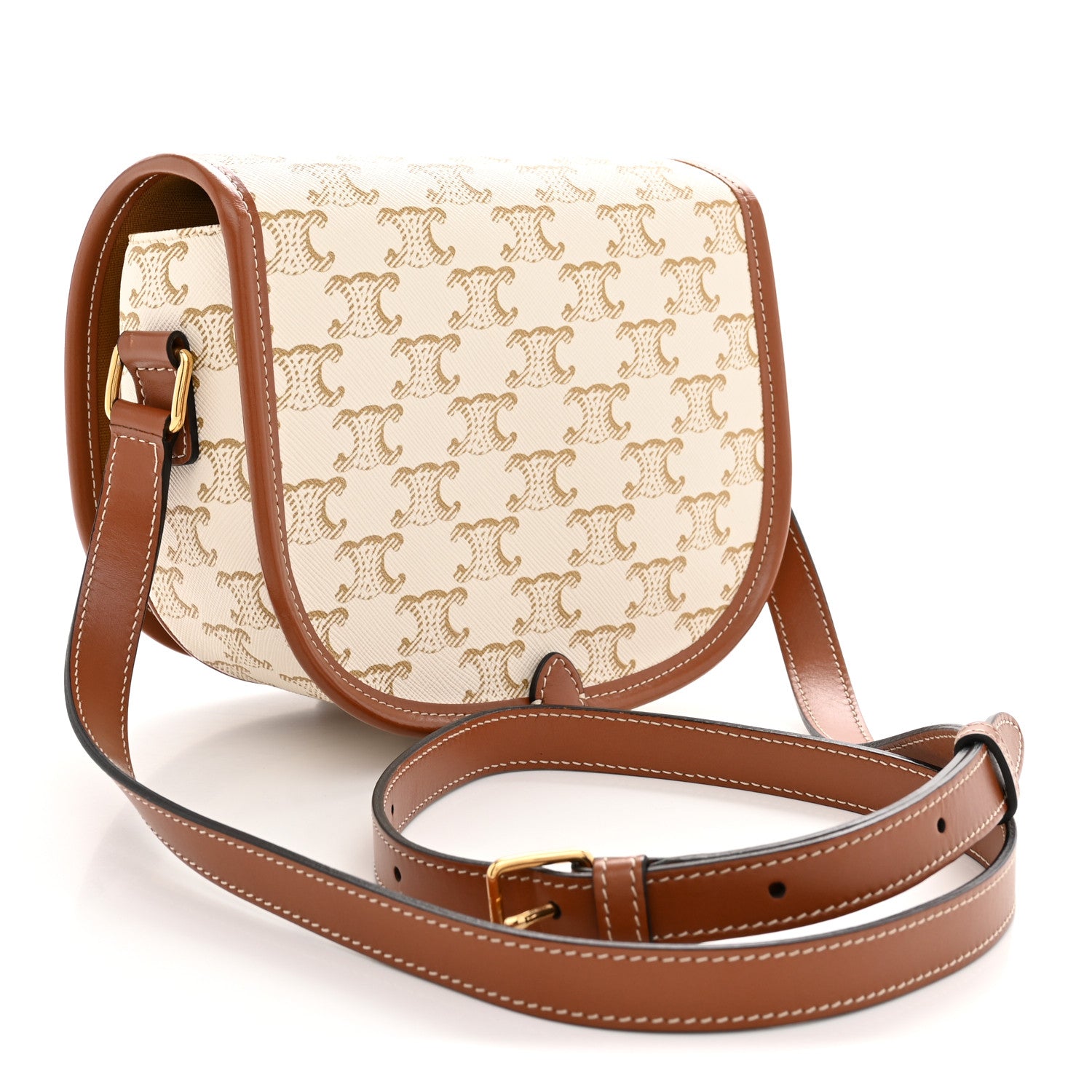 Celine Triomphe Canvas Medium Folco Bag White 3 of 11
