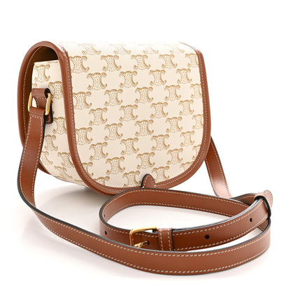 Celine Triomphe Canvas Medium Folco Bag White 3 of 11
