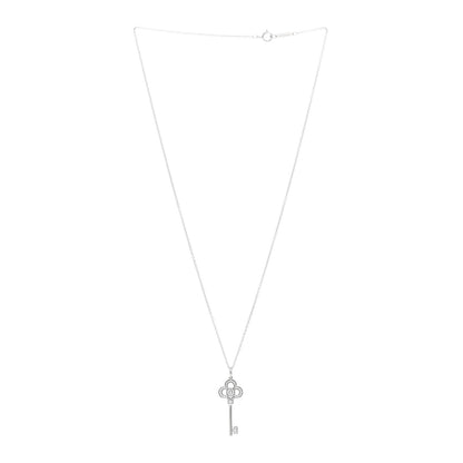 Tiffany 18K White Gold Diamond Mini Crown Key Pendant Necklace 2 of 4