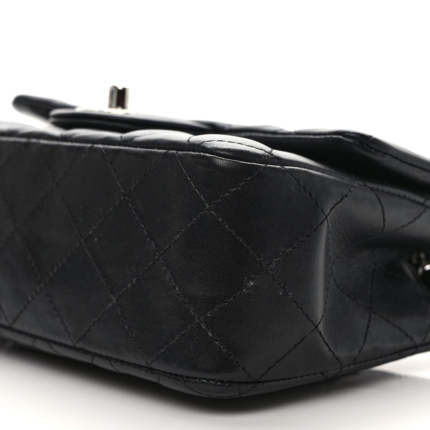 Lambskin Quilted Mini Rectangular Flap Black