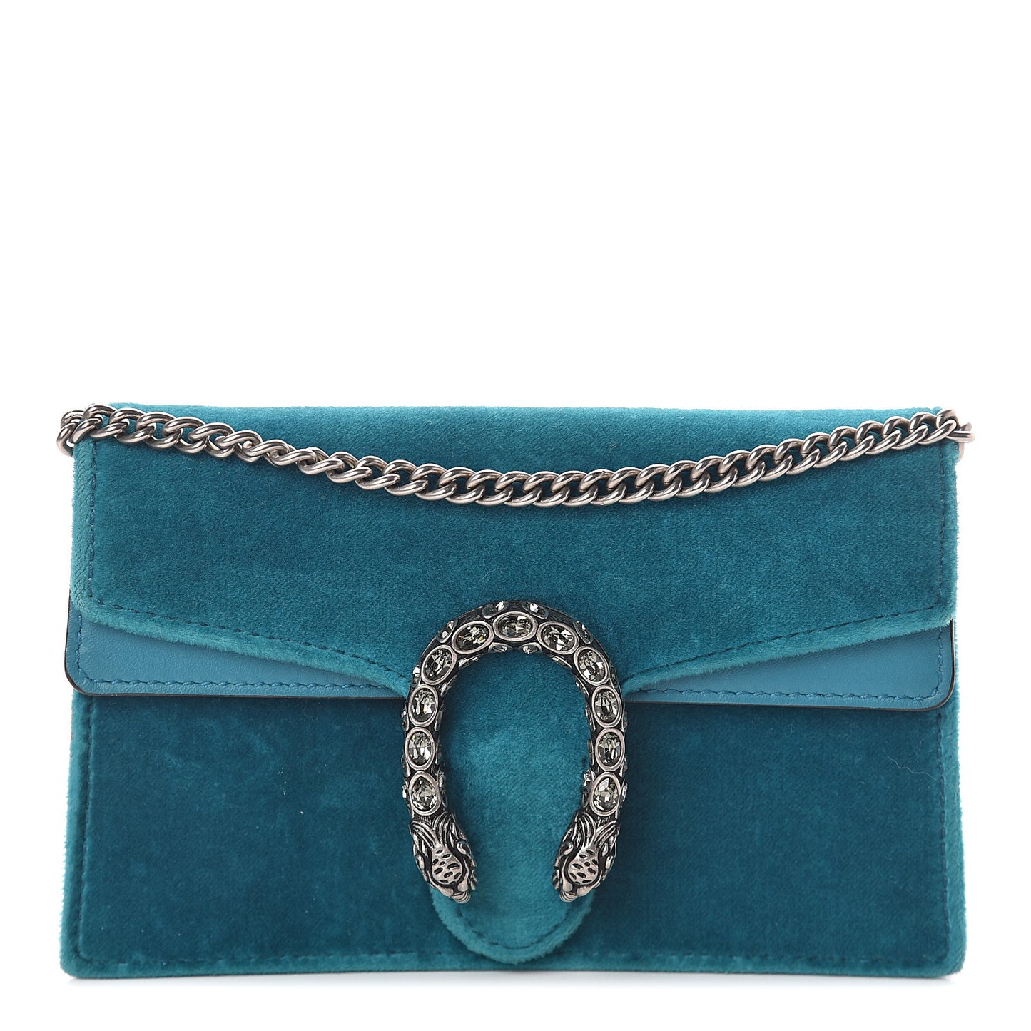 Velvet Super Mini Dionysus Shoulder Bag Pavone Cyan