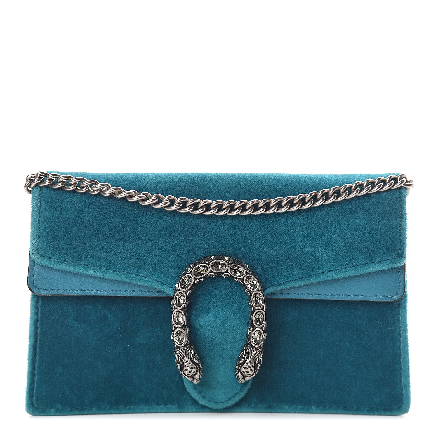 Gucci Velvet Super Mini Dionysus Shoulder Bag Pavone Cyan 1 of 8