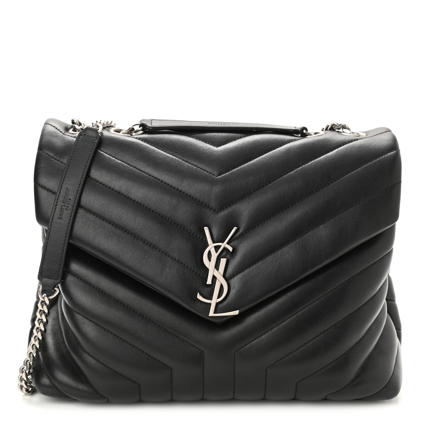 Calfskin Y Quilted Monogram Medium Loulou Satchel Black