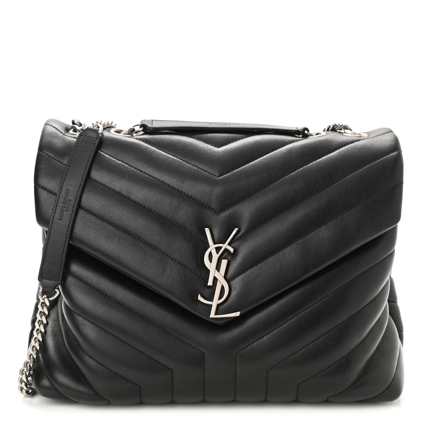 Saint Laurent Calfskin Y Quilted Monogram Medium Loulou Satchel Black 1 of 12