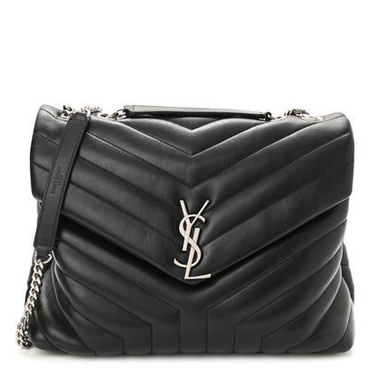 Saint Laurent Calfskin Y Quilted Monogram Medium Loulou Satchel Black 1 of 12