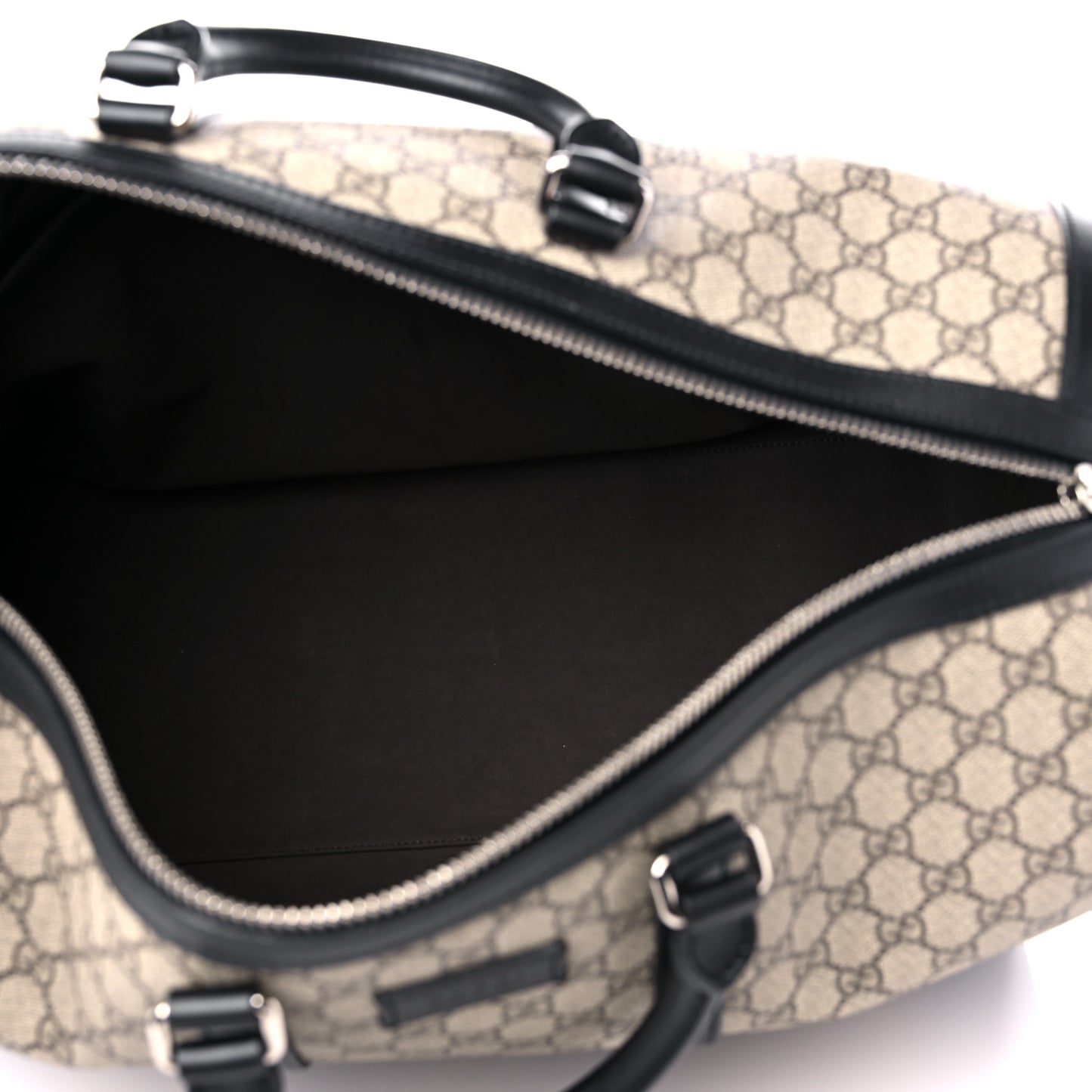 GG Supreme Monogram Selleria Calfskin Medium Duffle Beige Ebony Black