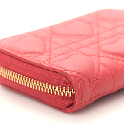 Christian Dior Lambskin Cannage Dioramour Small Lady Dior Voyageur Coin Purse Wallet Spicy Red 7 of 9