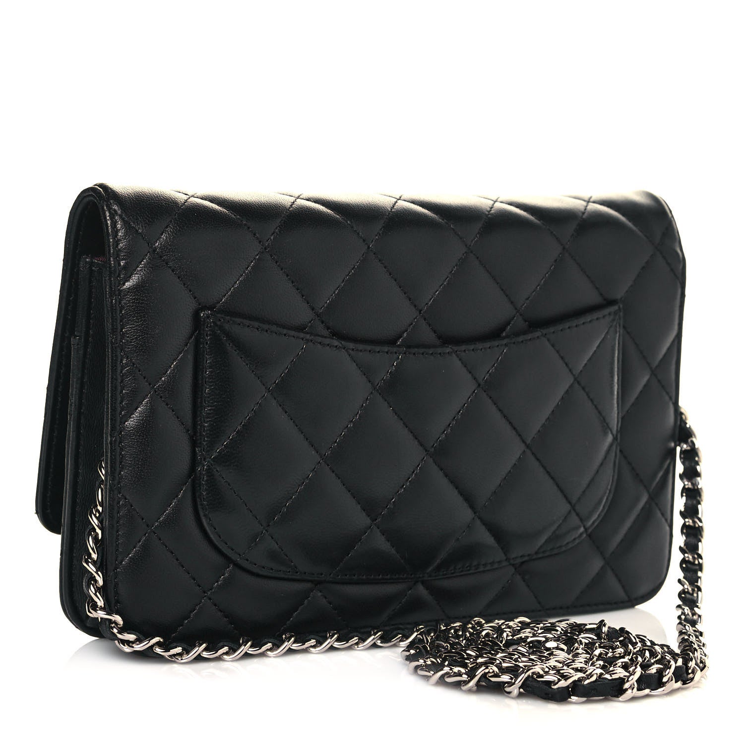 Chanel Lambskin Quilted Wallet On Chain WOC Black 3 of 13
