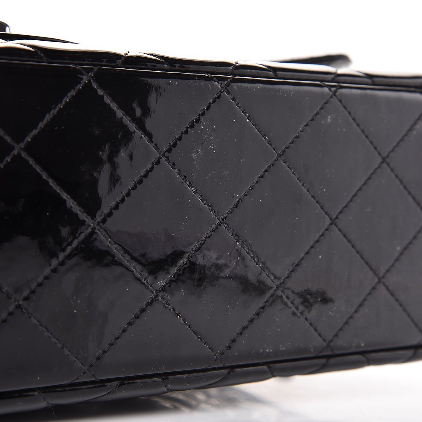 Patent Quilted Maxi Single Flap Black