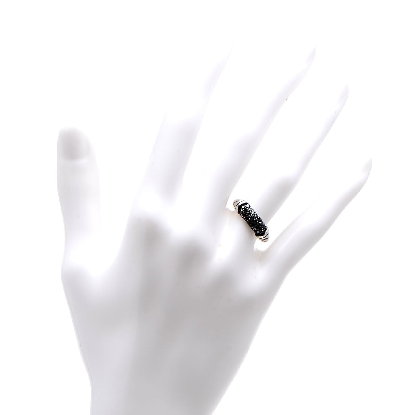 Sterling Silver Black Diamond Cable Candy Ring 49.3 5