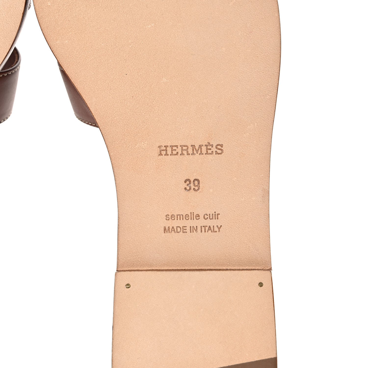 Hermes Box Calfskin Oran Sandals 39 Gold 6 of 9