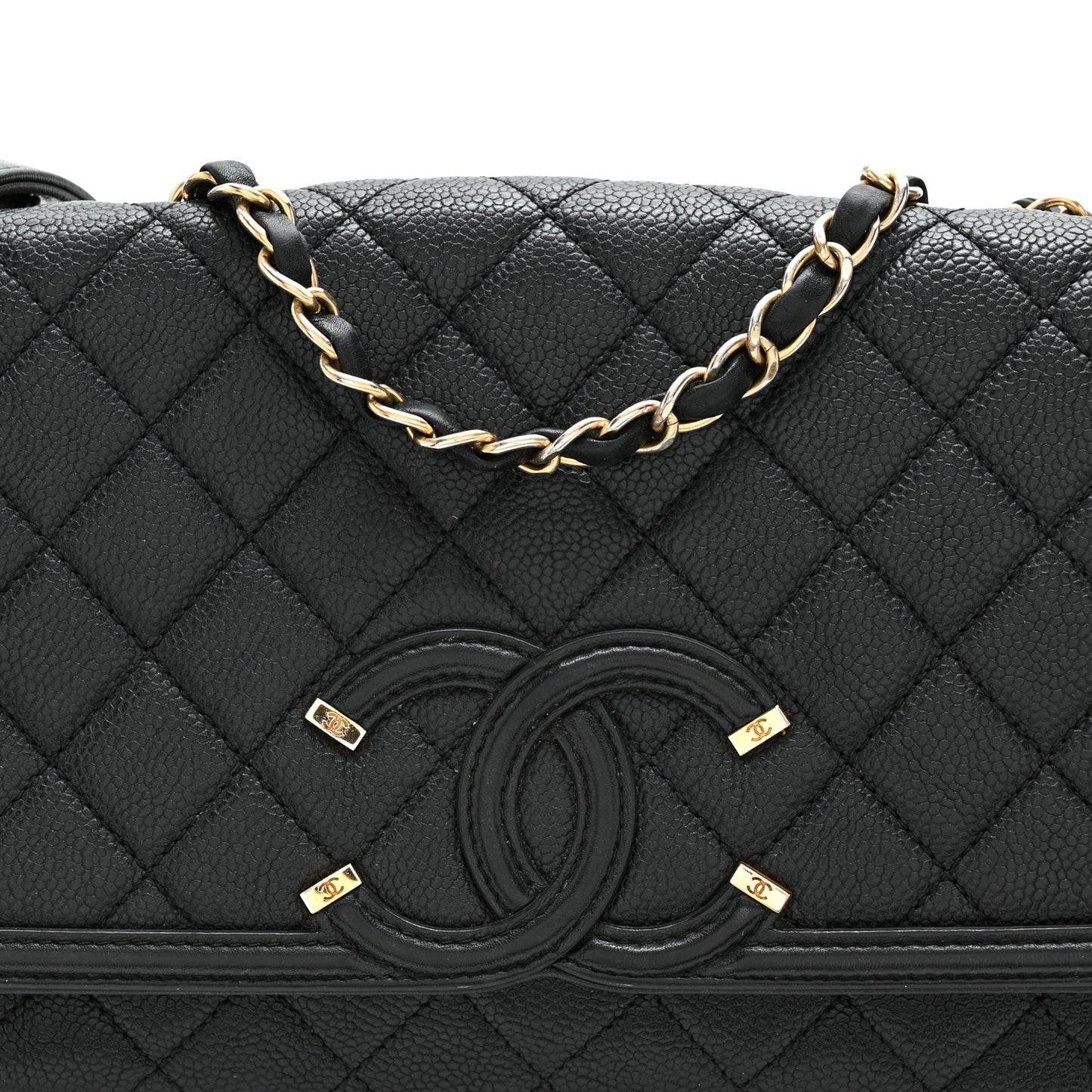 Caviar Quilted Medium CC Filigree Flap Black