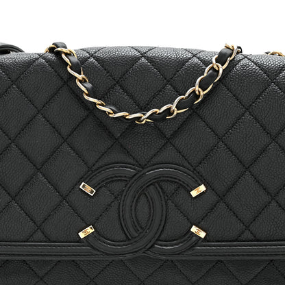 Chanel Caviar Quilted Medium CC Filigree Flap Black 8 of 10