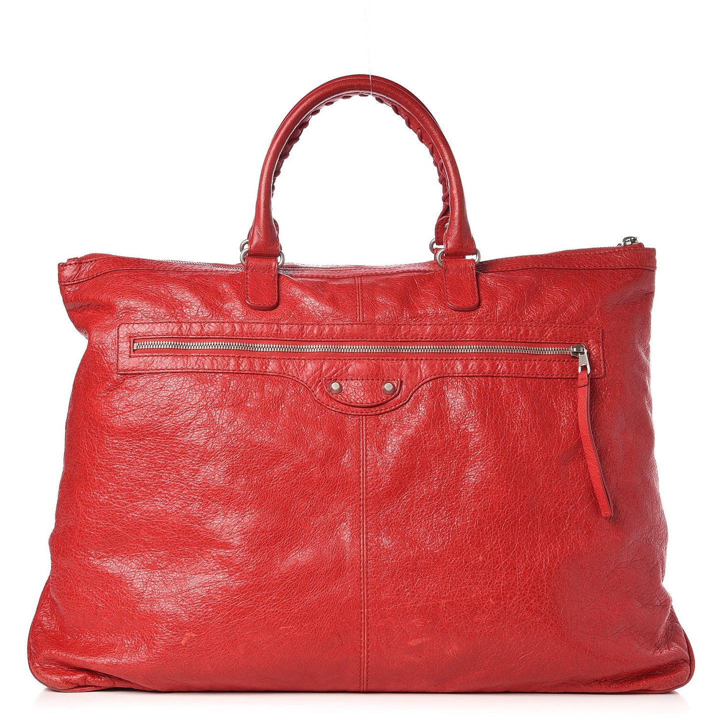 Agneau Classic Hardware Mens Oversize Top Handle Bag Flame