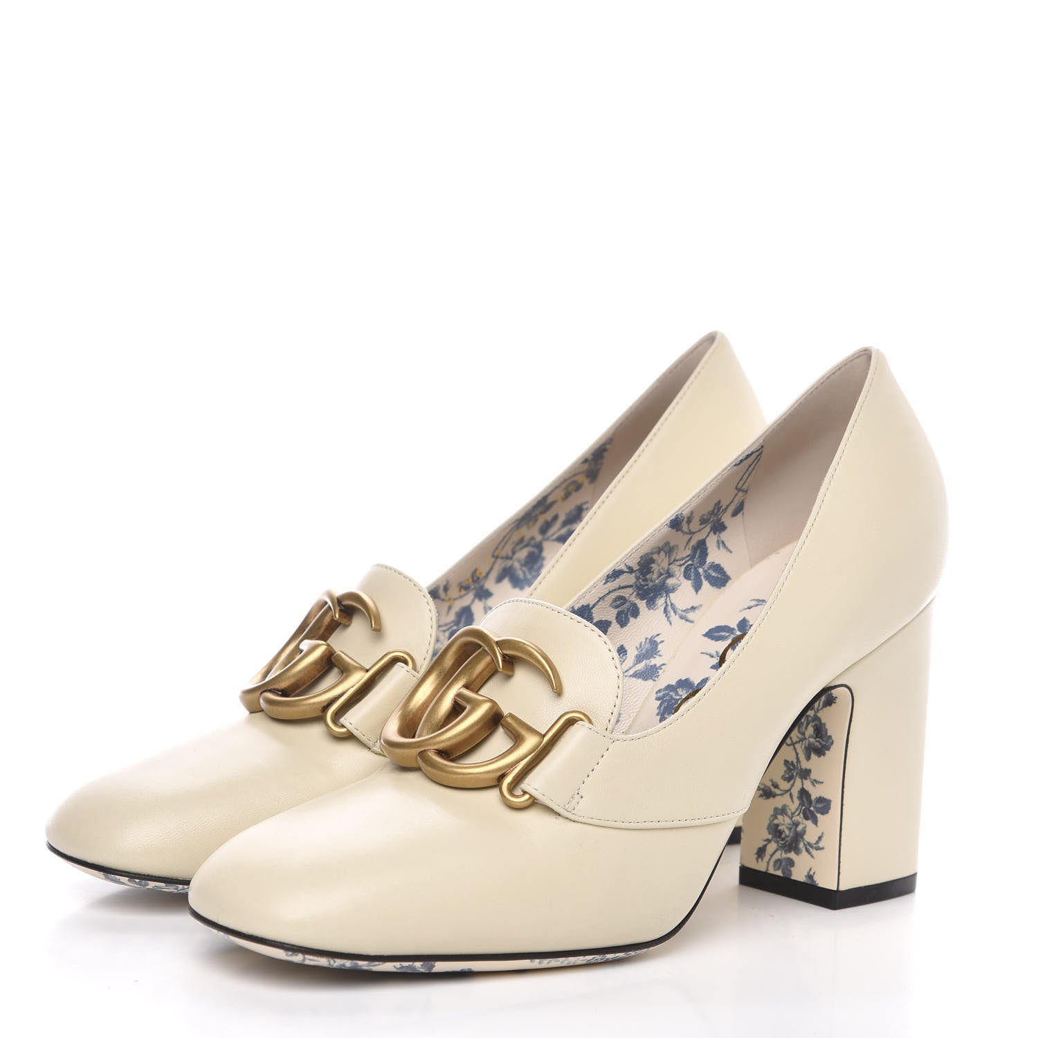 Gucci Malaga Kid GG Victoire 95mm Loafer Pumps 37.5 Vintage White 3 of 9