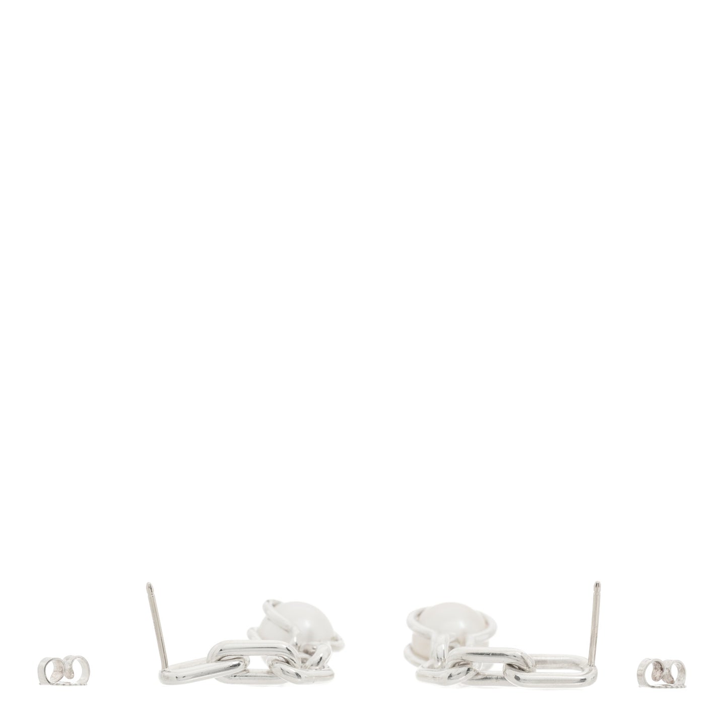 Sterling Silver Pearl HardWear Triple Link Earrings