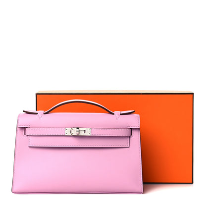 Hermes Swift Kelly Pochette Clutch Mauve Sylvestre 12 of 12