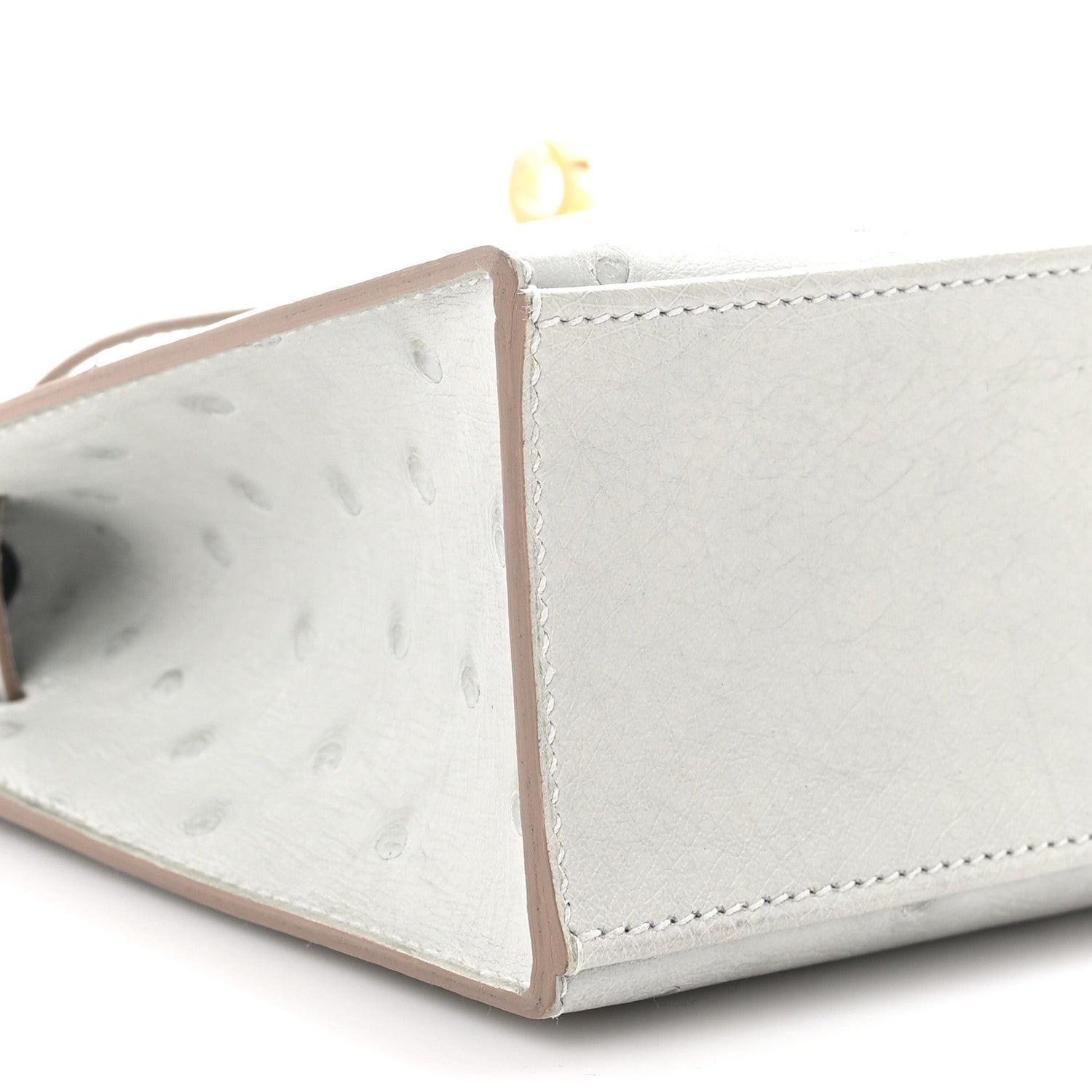 Hermes Ostrich Kelly Pochette Clutch Gris Perle 10 of 12