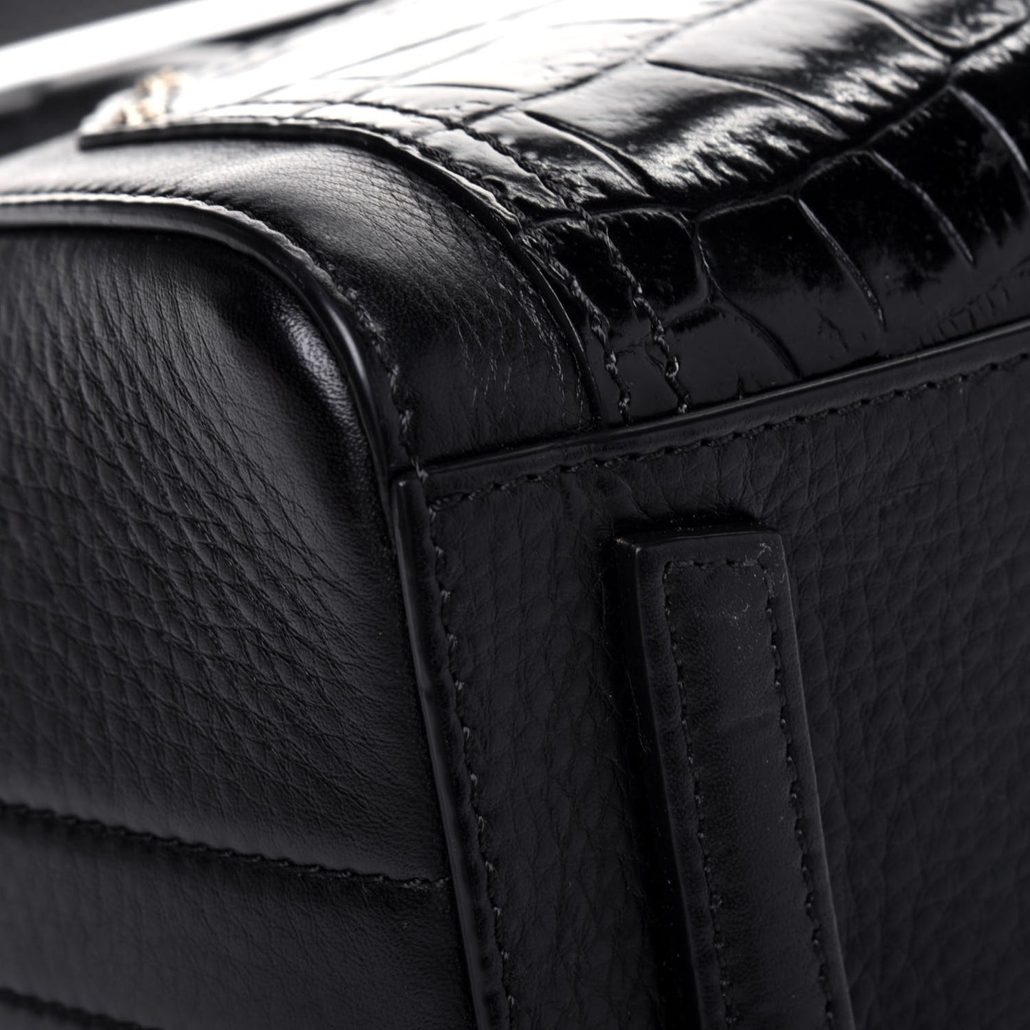 Calfskin Crocodile Embossed Mini Antigona Black