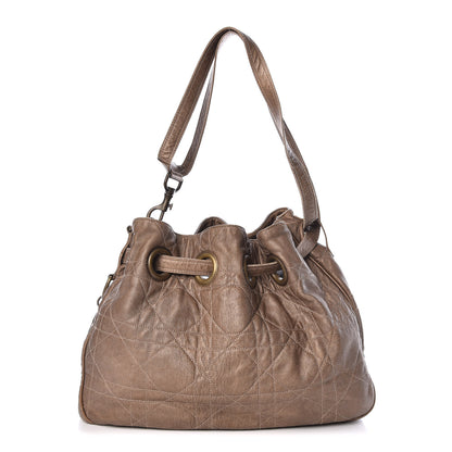 Christian Dior Lambskin Cannage Drawstring Bag Bronze 1 of 9