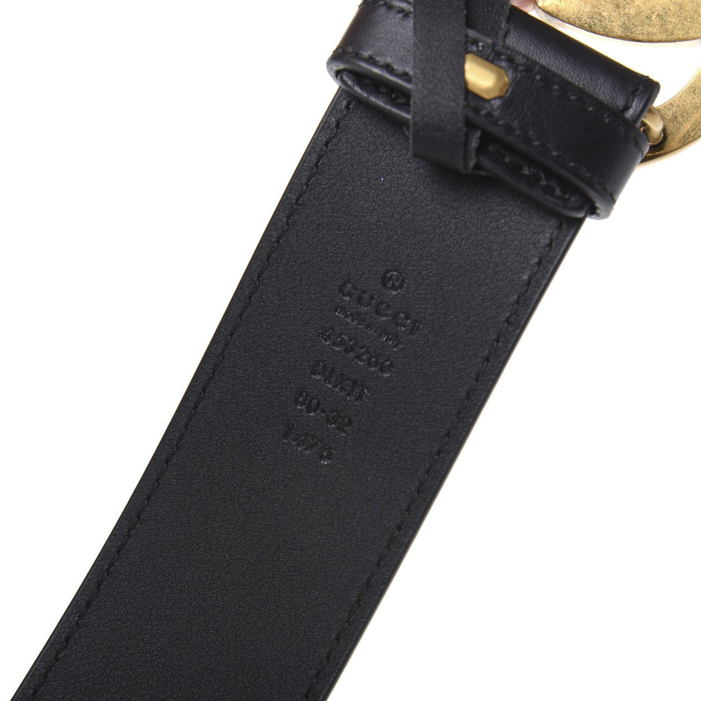 Moon Calfskin Pearl Double G 40mm Belt 80 32 Black Cream