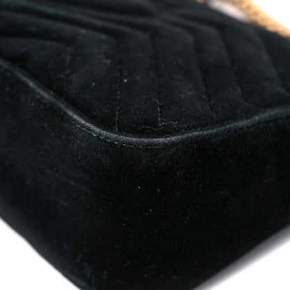Gucci Velvet Matelasse Small GG Marmont Shoulder Bag Black 10 of 15
