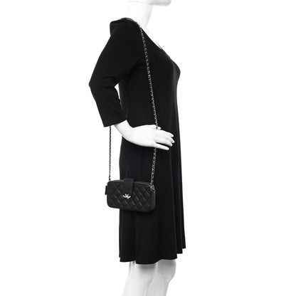 Chanel Lambskin Quilted CC Box Clutch With Chain Black 2 of 11