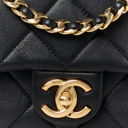 Chanel Lambskin Metal Quilted Mini Top Handle Square Flap Black 9 of 12