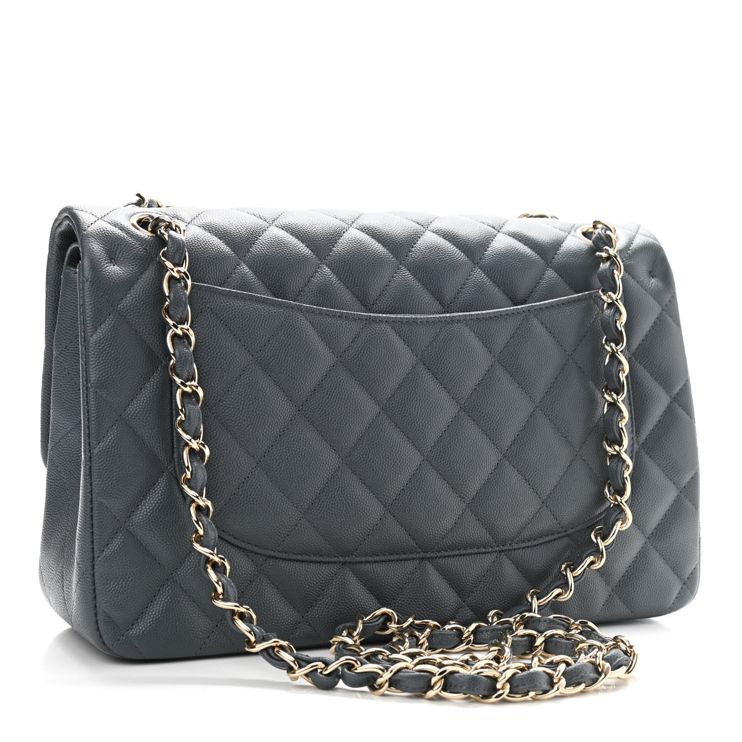 Chanel Caviar Quilted Jumbo Double Flap Grey 3 of 11