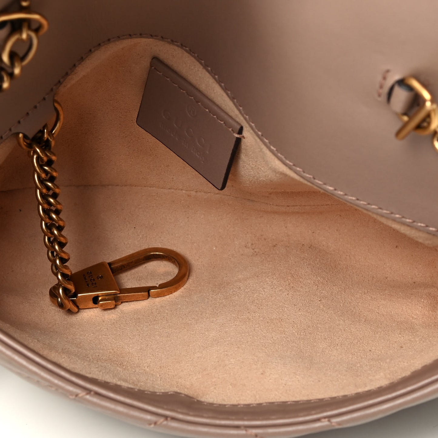 Calfskin Matelasse Super Mini GG Marmont Shoulder Bag Porcelain Rose
