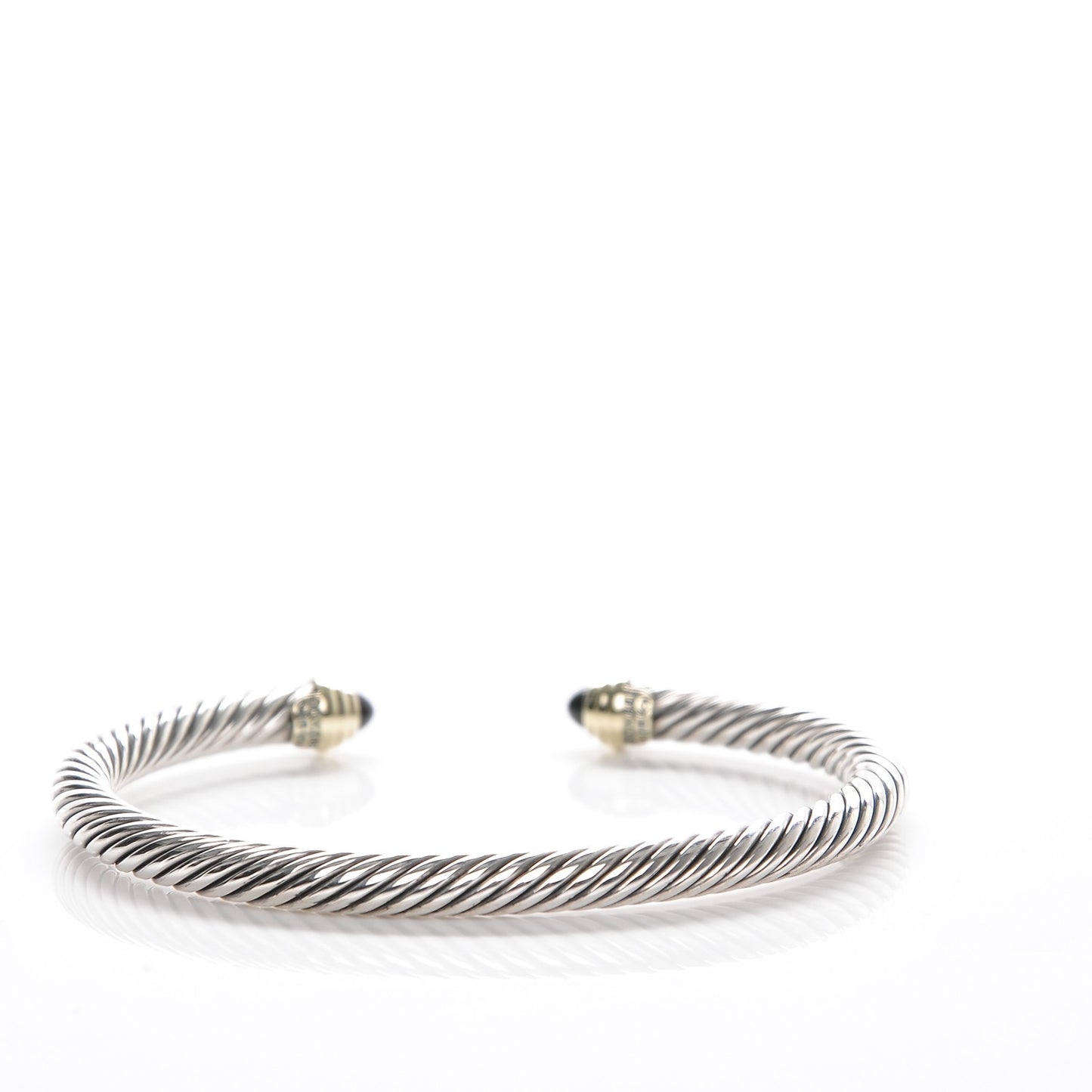 Sterling Silver 14K Yellow Gold Black Onyx 5mm Cable Classics Petite Color Bracelet