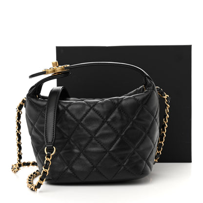 Chanel Lambskin Quilted Small Perfect Meeting Hobo Black 10 of 10