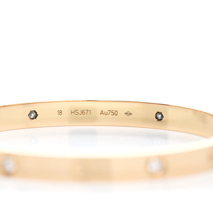 Cartier 18K Yellow Gold 4 Diamond LOVE Bracelet 18 4 of 6