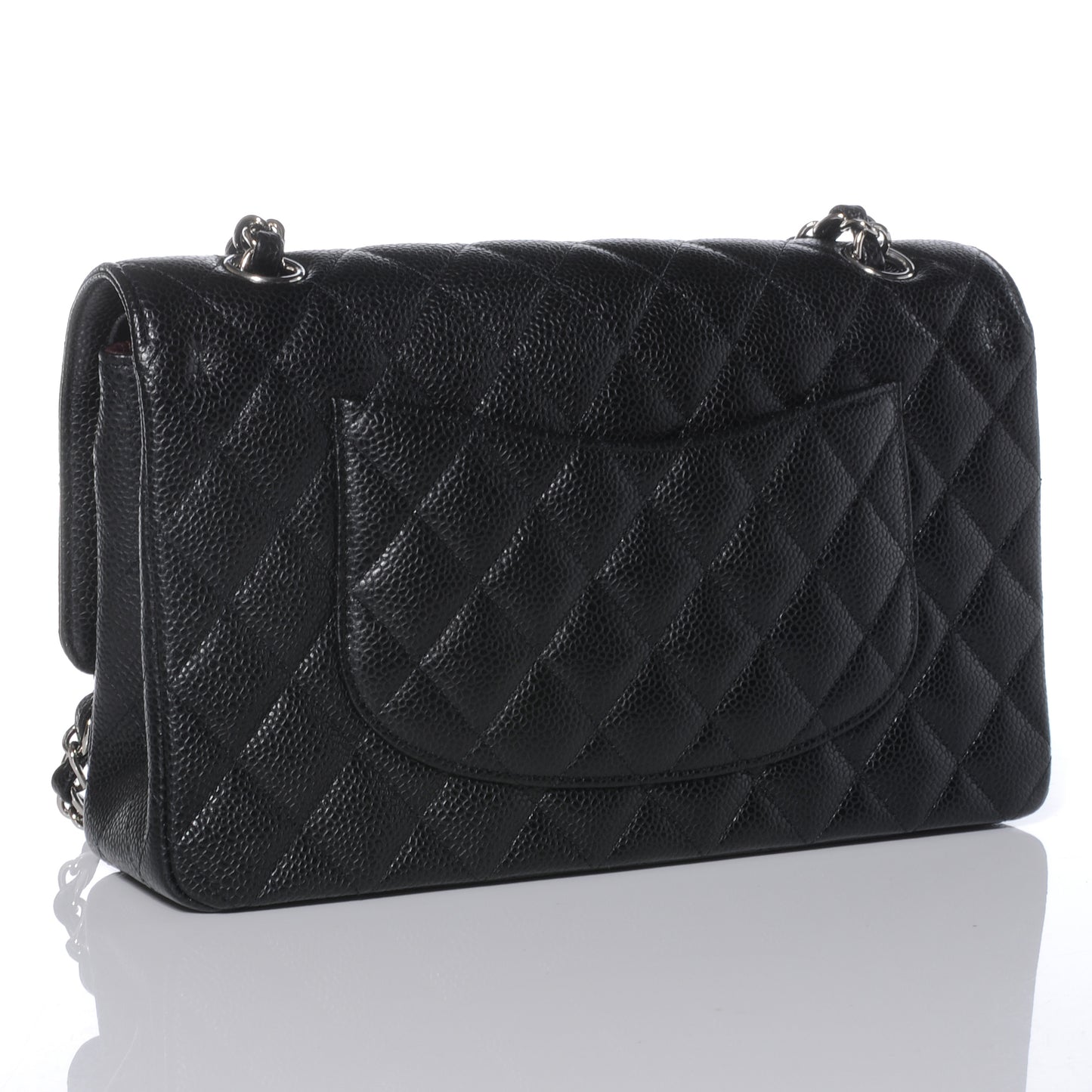 Caviar Quilted Medium Double Flap Black