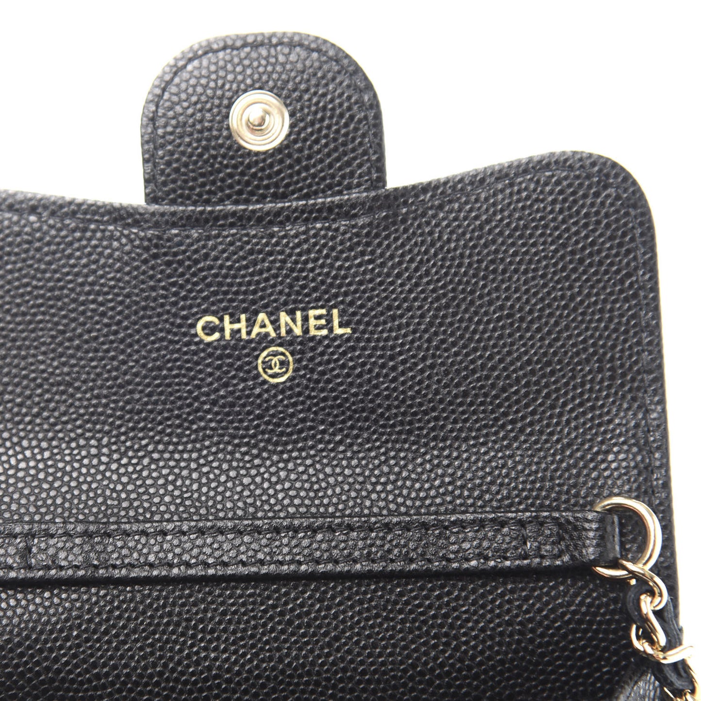 Caviar Quilted Flap Card Holder On Chain Black