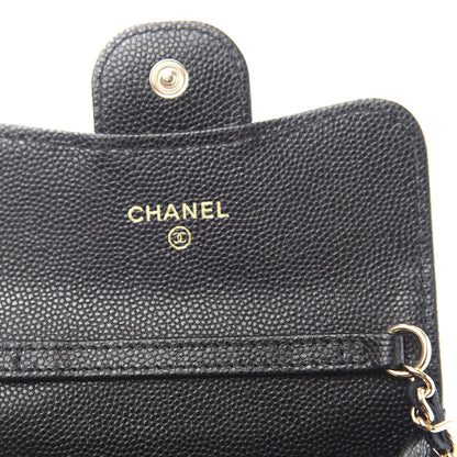Chanel Caviar Quilted Flap Card Holder On Chain Black 6 of 11