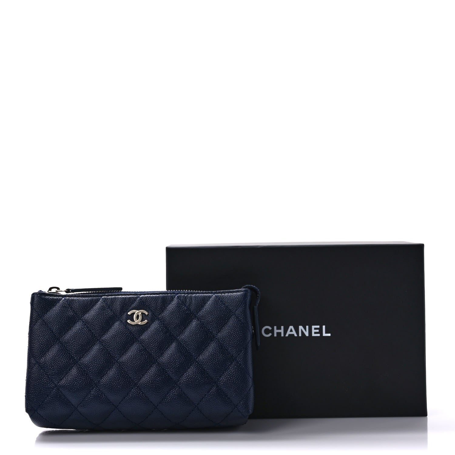 Chanel Caviar Quilted Cosmetic Case Navy 9 of 9