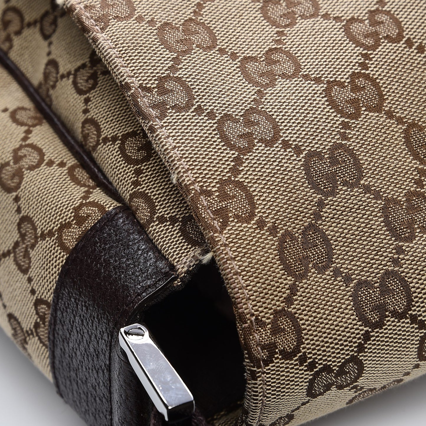 Monogram Large Flap Messenger Bag Beige Dark Brown
