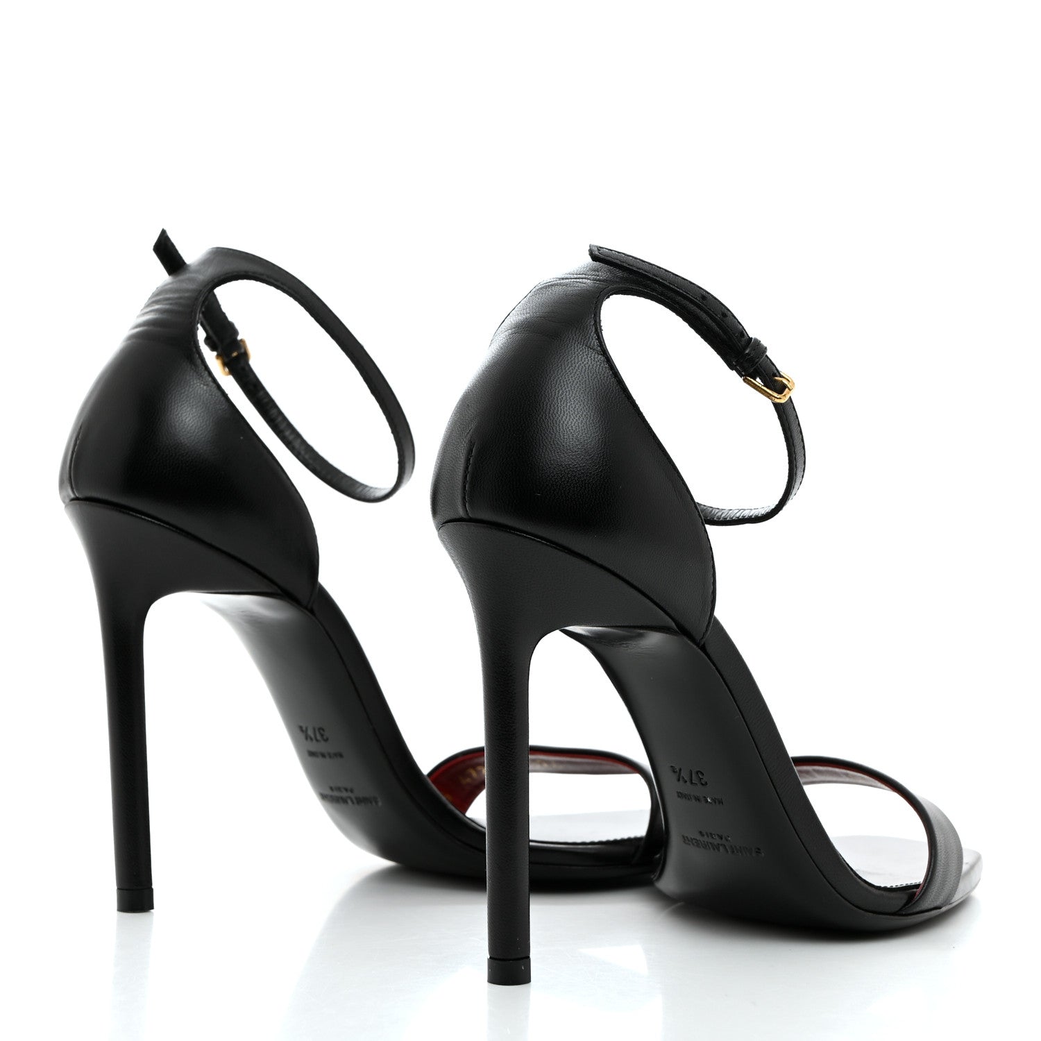 Saint Laurent Calfskin Amber 105 Ankle Strap Sandals 37.5 Black 4 of 8