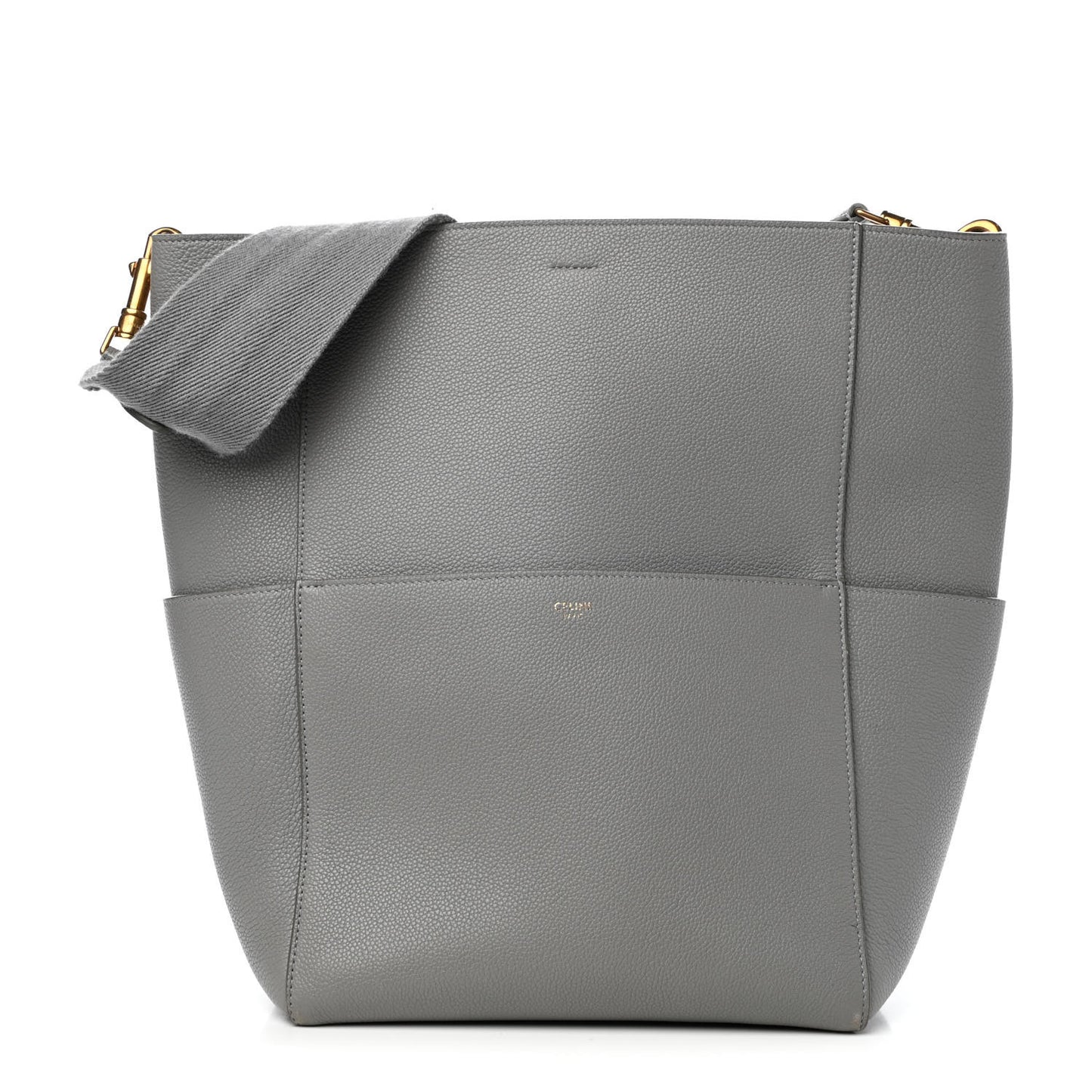 Soft Grained Calfskin Sangle Bucket Bag Cloud