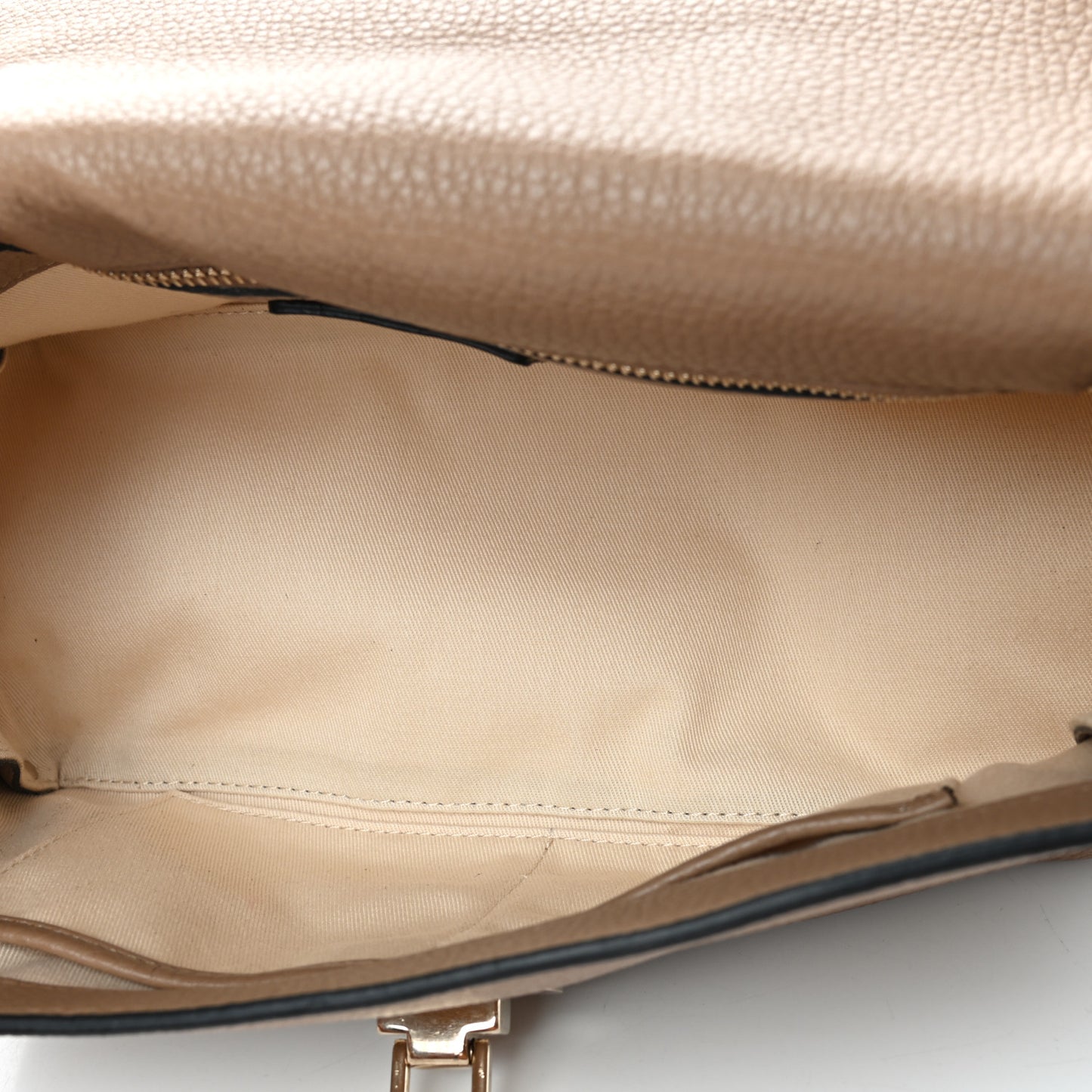 Pebbled Calfskin Rockstud Single Handle Flap Bag Beige