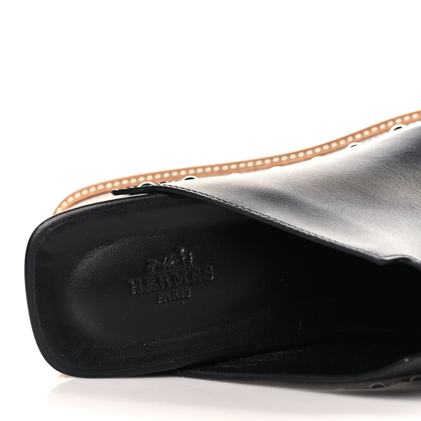 Calfskin Beechwood Earth Mules 38 Black
